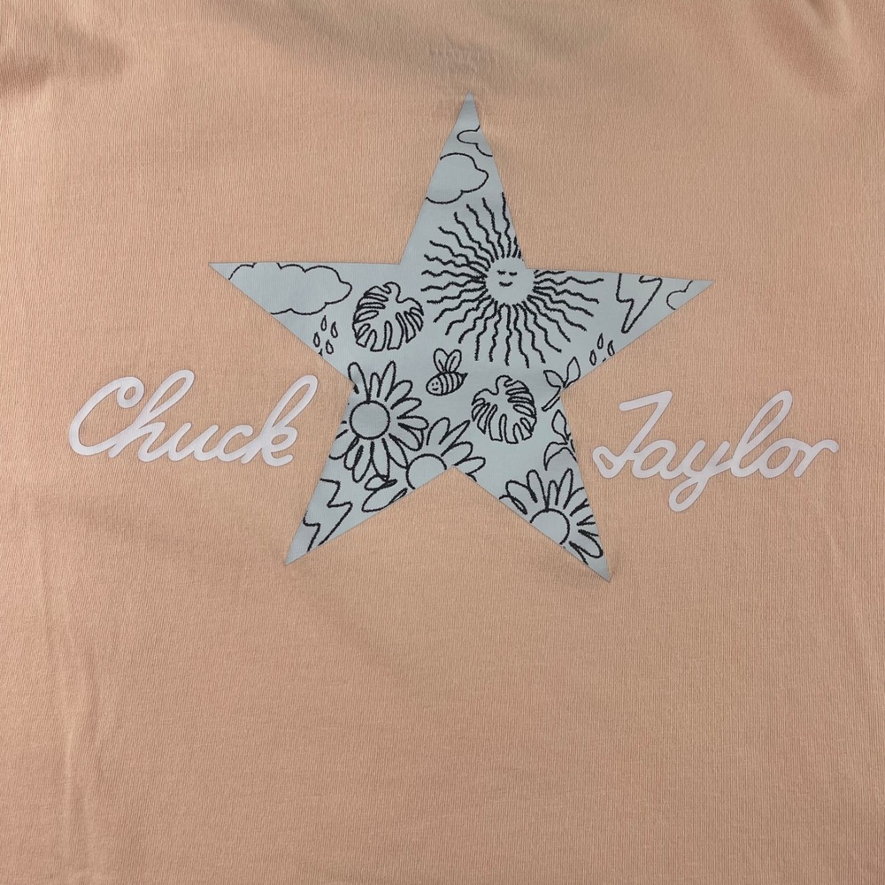 Converse Mens Chuck Taylor Star Graphic T-Shirt Peach Pink Short Sleeve Size M - Picture 4 of 7